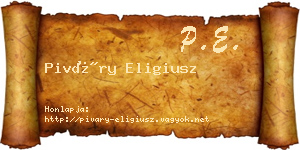 Piváry Eligiusz névjegykártya